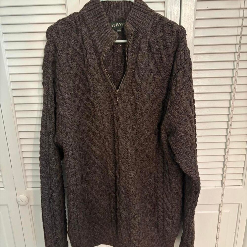 Orvis Men's Brown and Grey Jumper